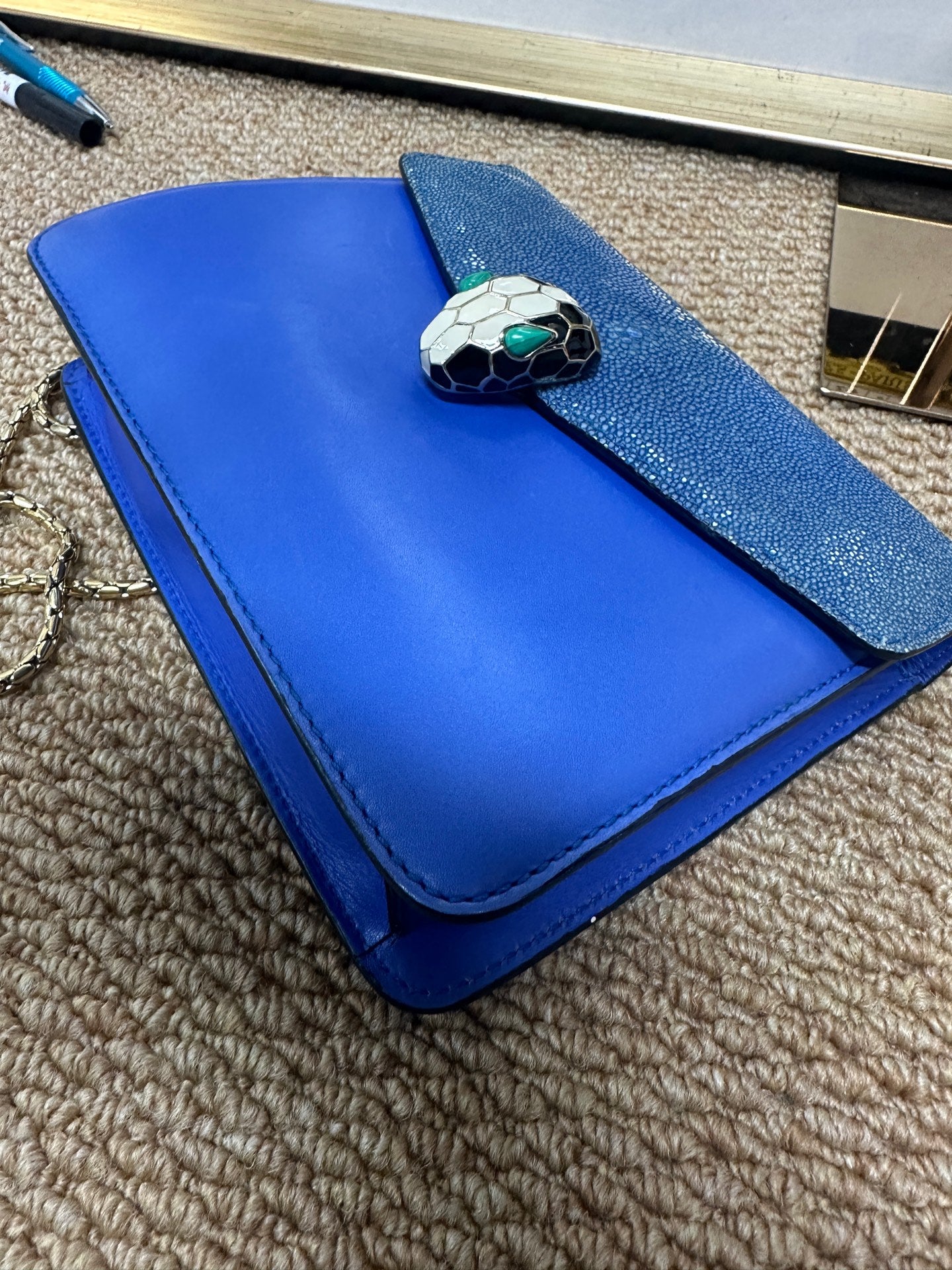 BVLGARI - Serpenti Forever - Stingray leather and calfskin leather - Blue - (mini)