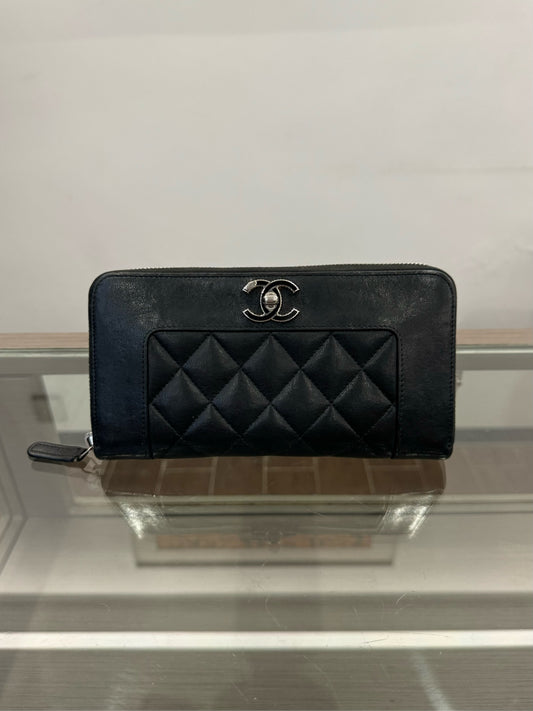 Chanel - Mumbai Collection Long Zip Wallet - Lambskin leather - Black - (medium)