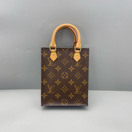 Louis Vuitton - Mini Sac Plat - Monogram coated canvas with natural cowhide leather trim - Brown - (mini)
