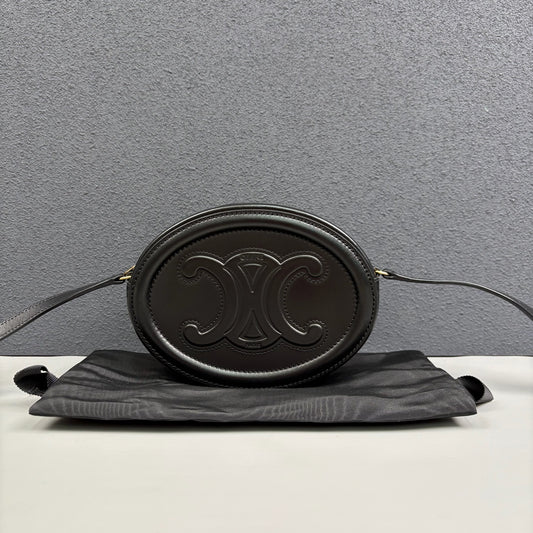 Celine - Triomphe Round Bag - Leather - Black - (mini)