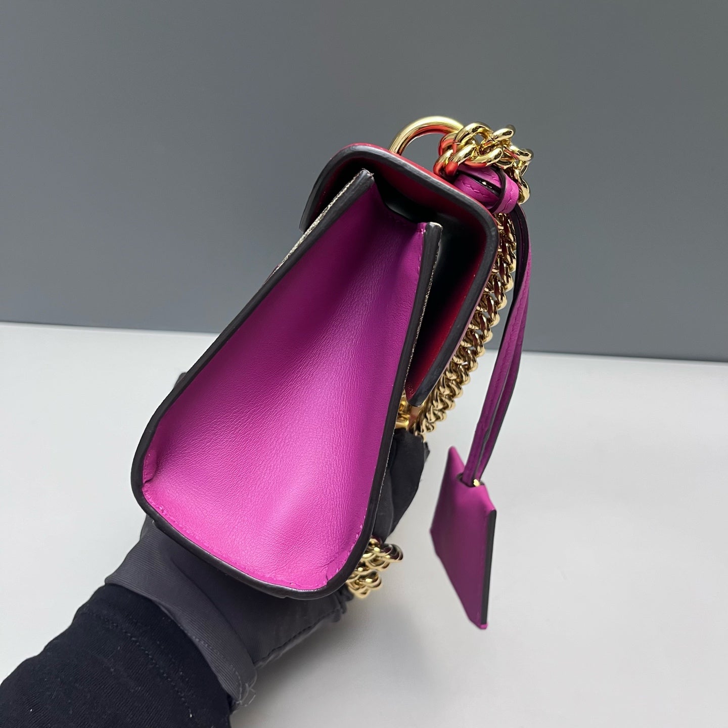 Gucci - Padlock Shoulder Bag - GG Supreme canvas with leather trim - Beige, Red, and Fuchsia - (small)