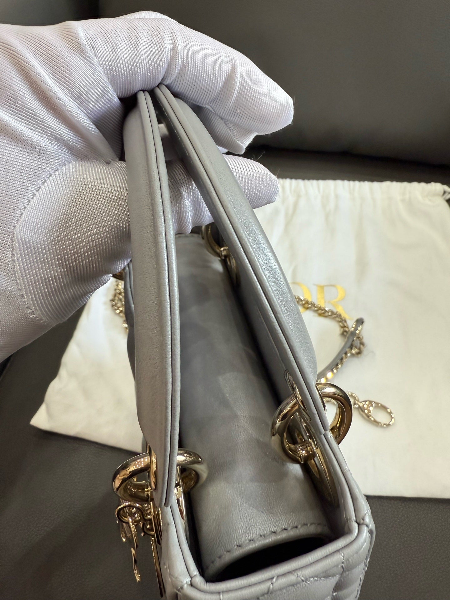 Dior - Lady Dior Mini - Lambskin leather - Grey - (mini)