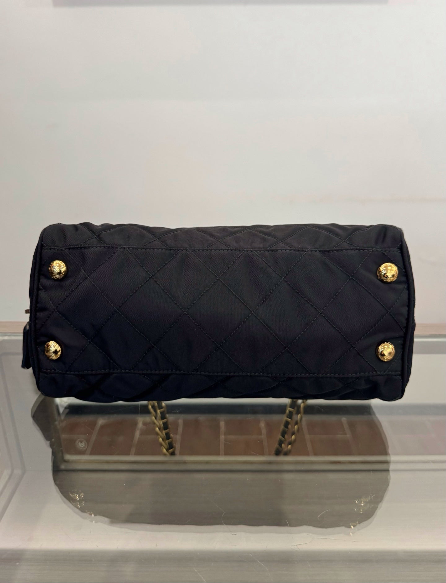 Prada - Quilted Nylon Chain Shoulder Bag - Technical fabric - Black - (Small)