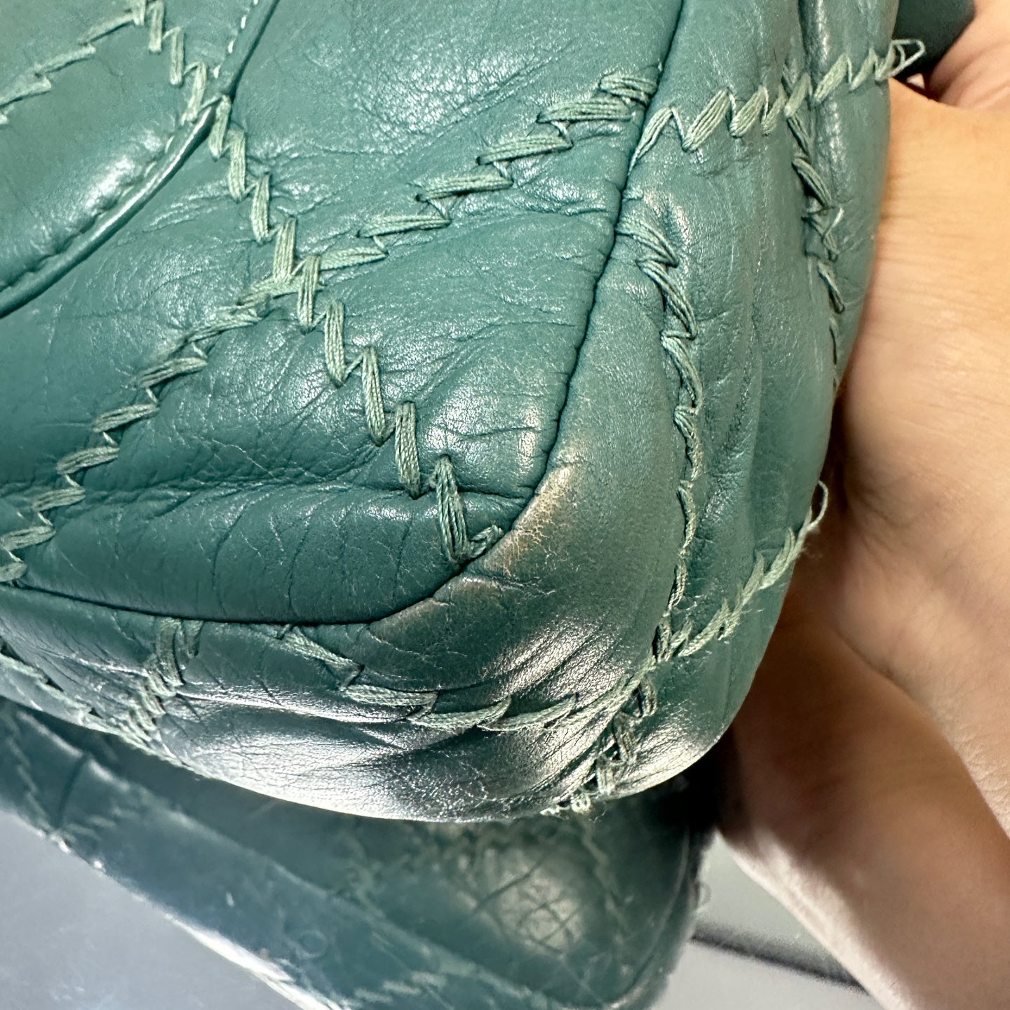 Chanel - Classic Flap with Exposed Stitching - Leather - Green - (small)