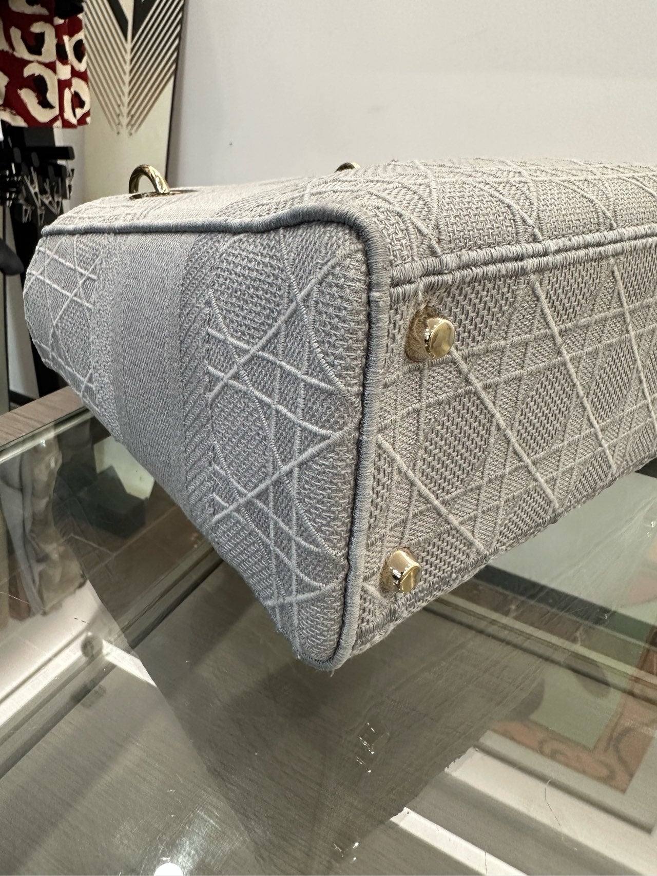 Dior - Lady Dior - Embroidered canvas - Grey - (medium)