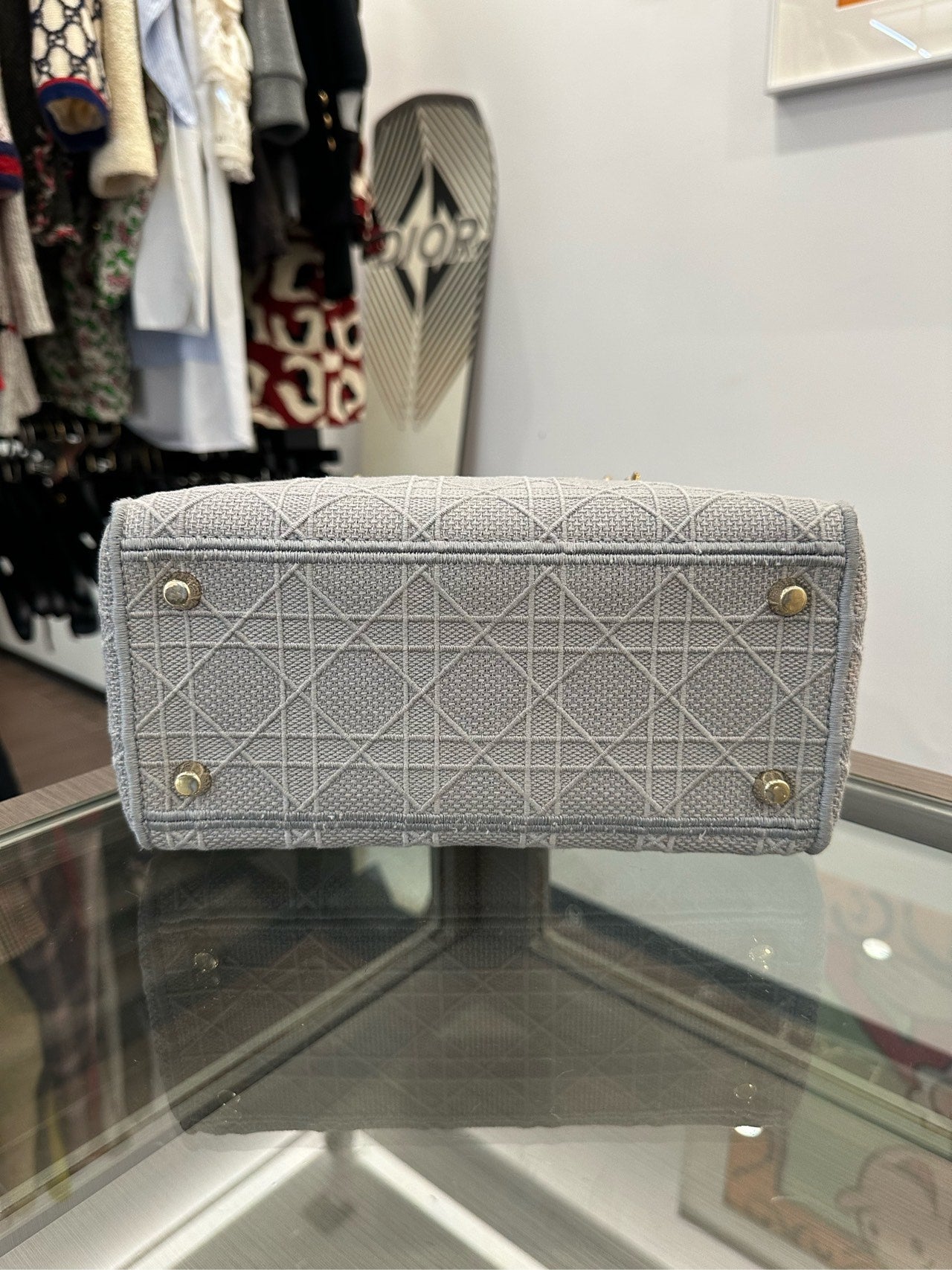 Dior - Lady Dior - Embroidered canvas - Grey - (medium)