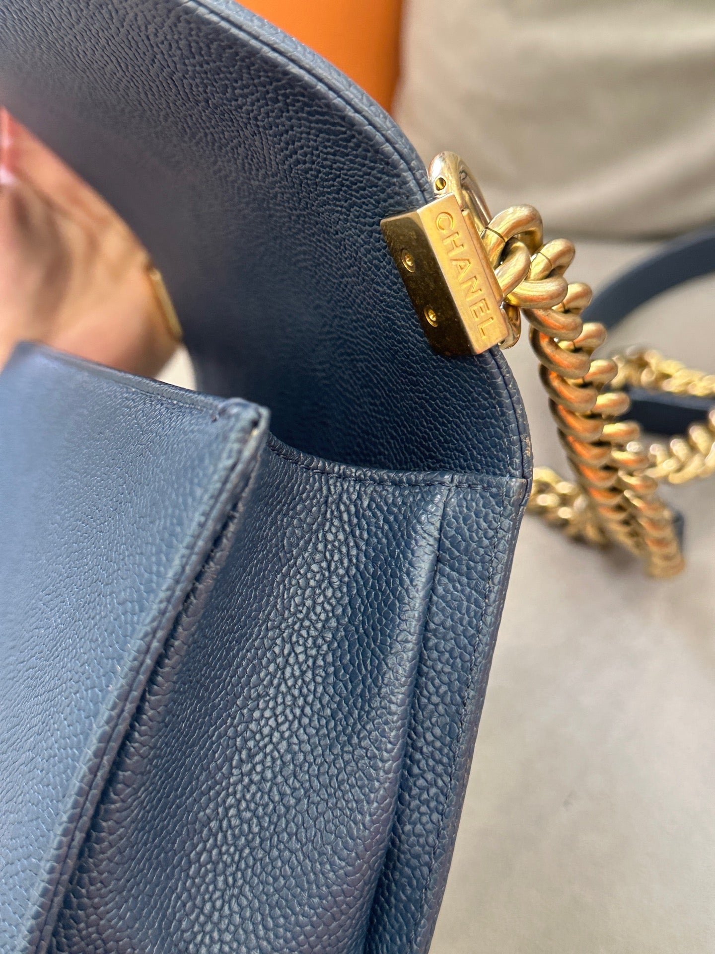 Chanel - Boy Bag Small - Grained calfskin leather - Blue - (Small)