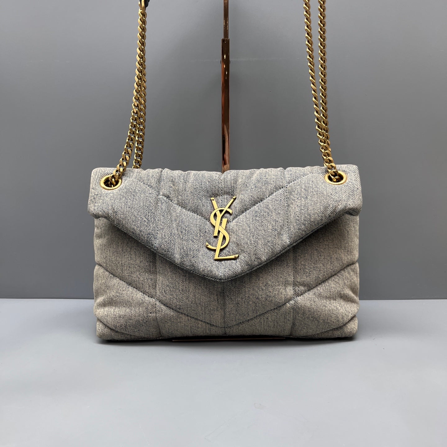 Saint Laurent - Loulou Puffer Bag - Denim - Blue - (Small)