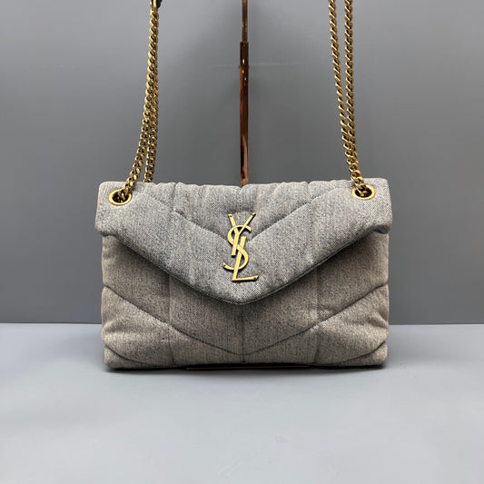 Saint Laurent - Loulou Puffer Bag - Denim - Blue - (Small)