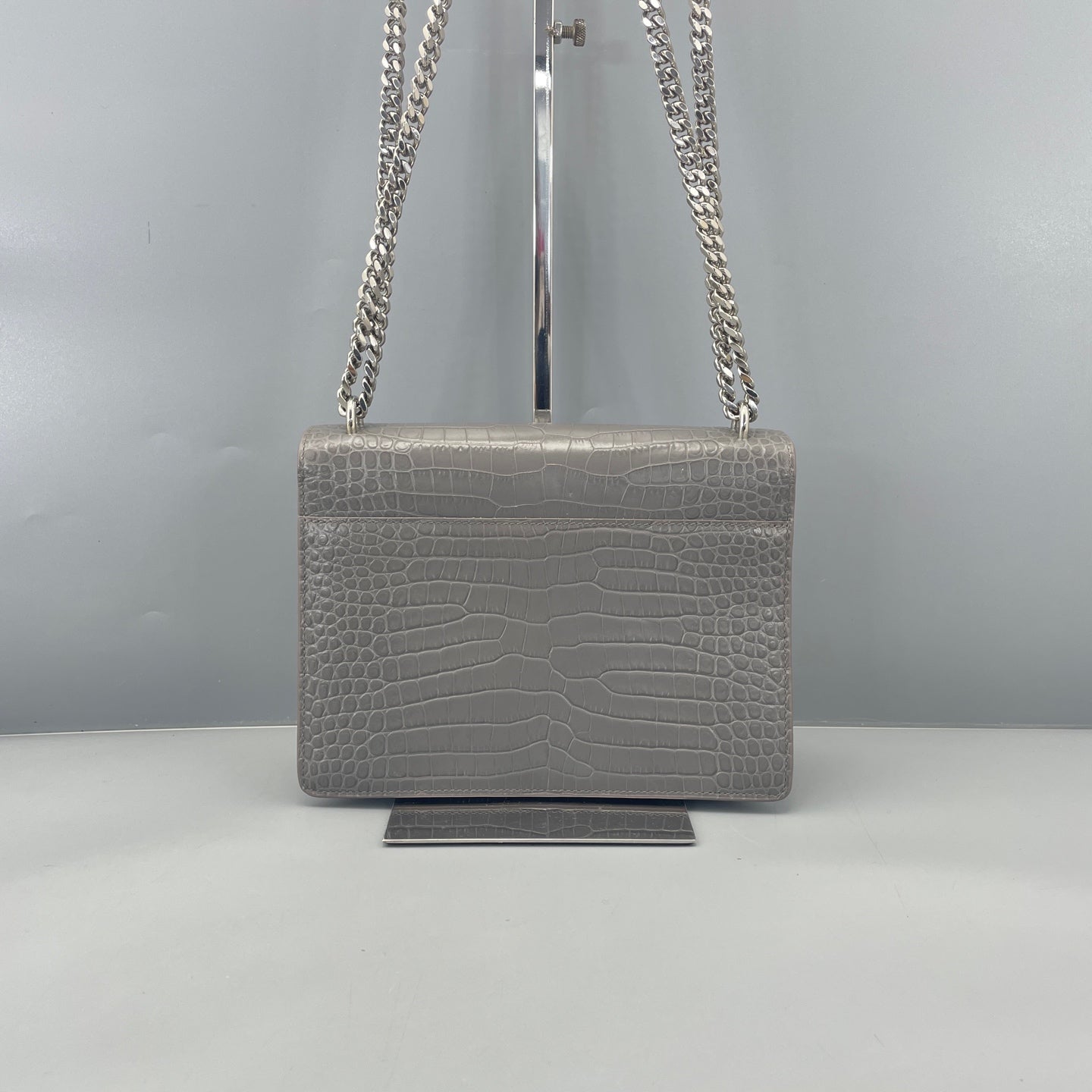 Saint Laurent - Sunset - Calfskin leather with crocodile embossing - Grey - (Medium)