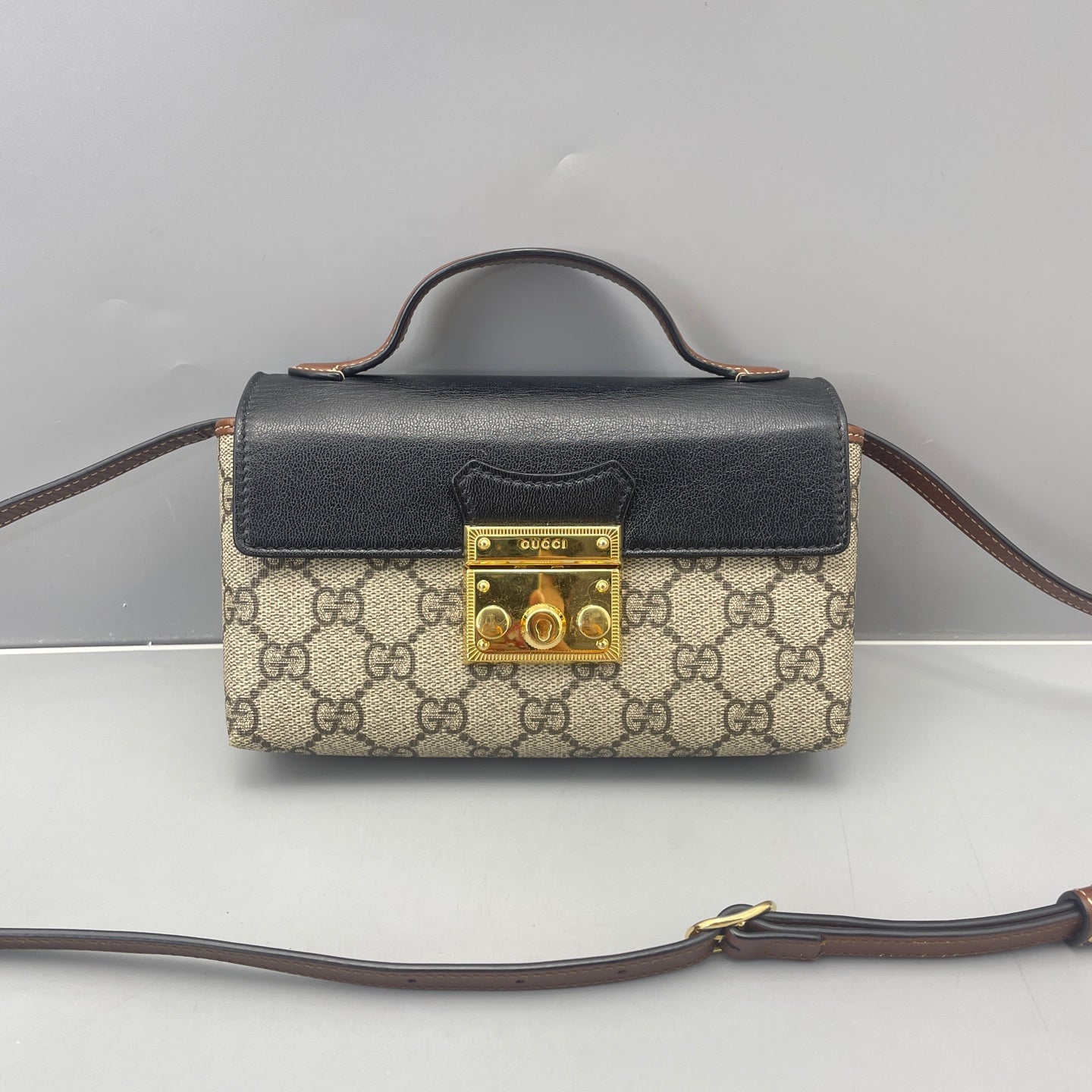 Gucci - Moonlight Box Mini Top Handle Bag - GG Supreme canvas and Leather - Beige, Black and Brown - (mini)