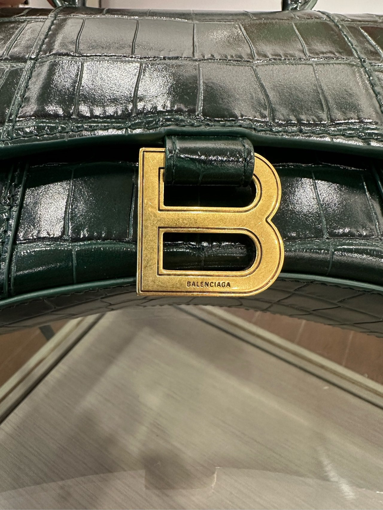 Balenciaga - Hourglass XS - Crocodile-embossed leather - Green - (mini)