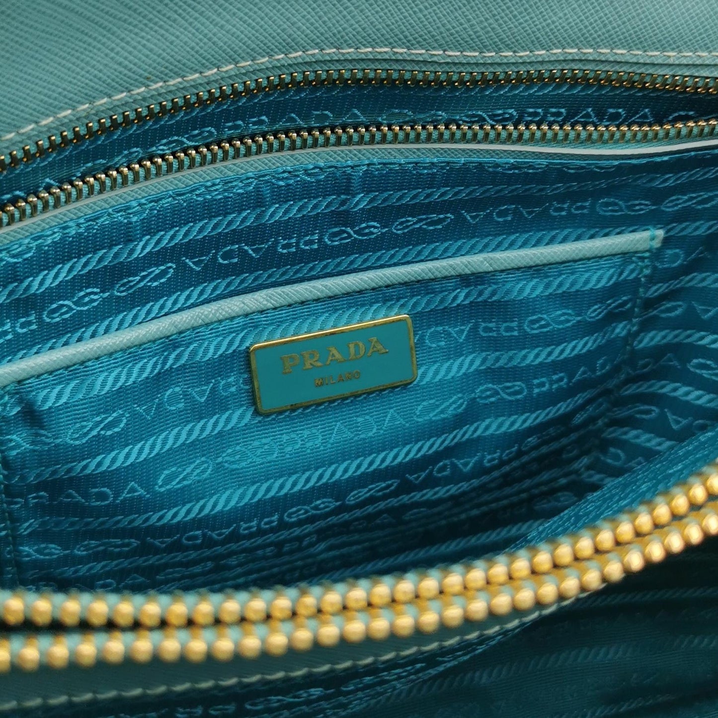 Prada - BN1801 Saffiano Lux Tote - Saffiano leather - Blue - (medium)