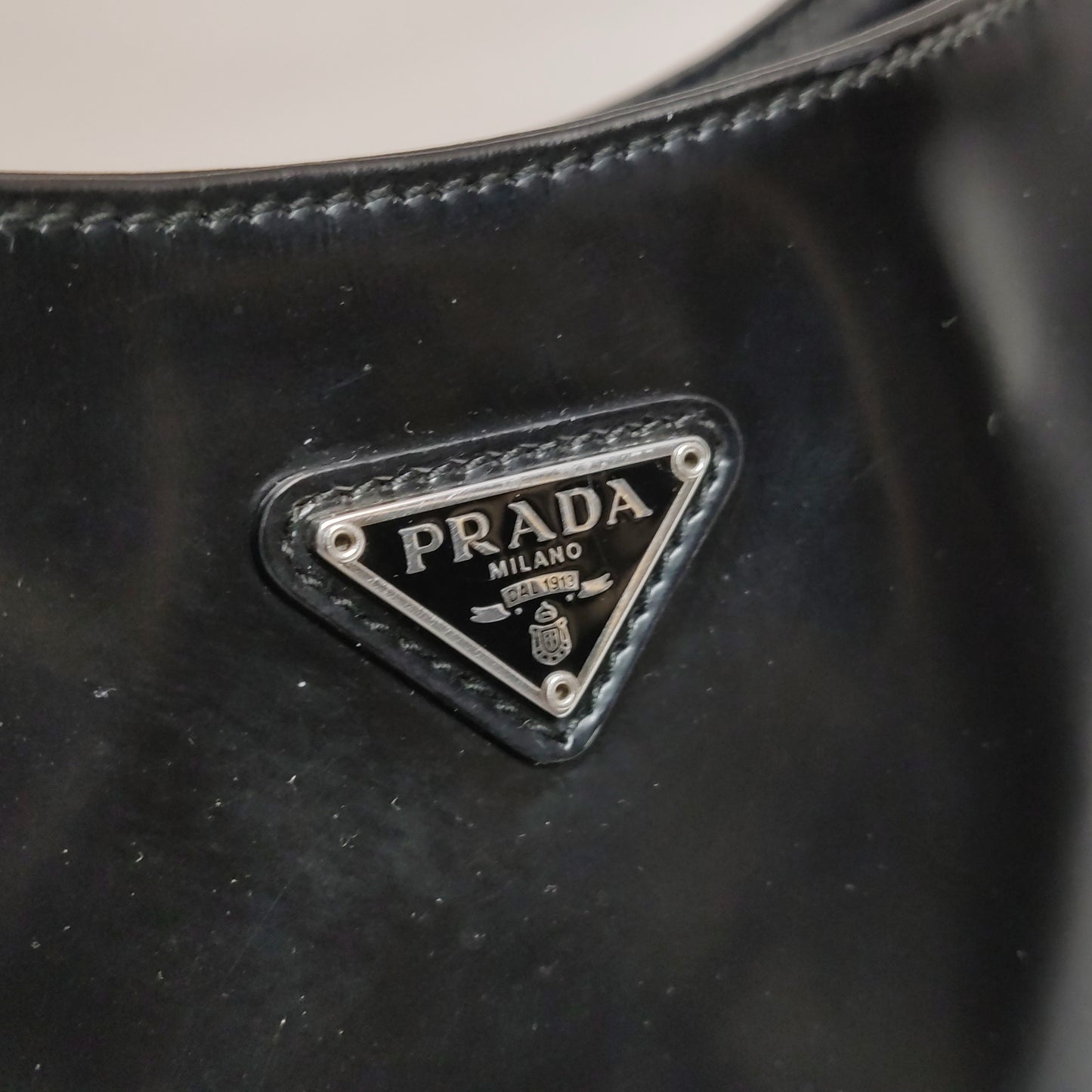 Prada - Cleo Shoulder Bag - Brushed leather - Black - (small)