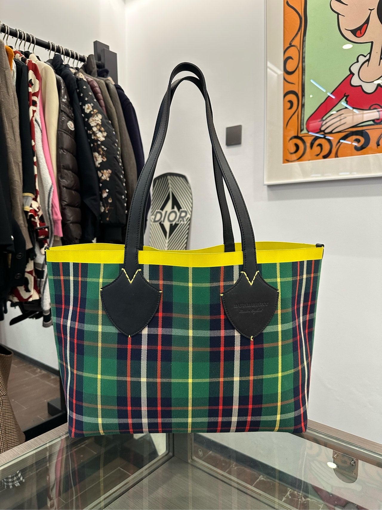 Burberry - The Giant Tote - Wool and Leather - Green - (medium)
