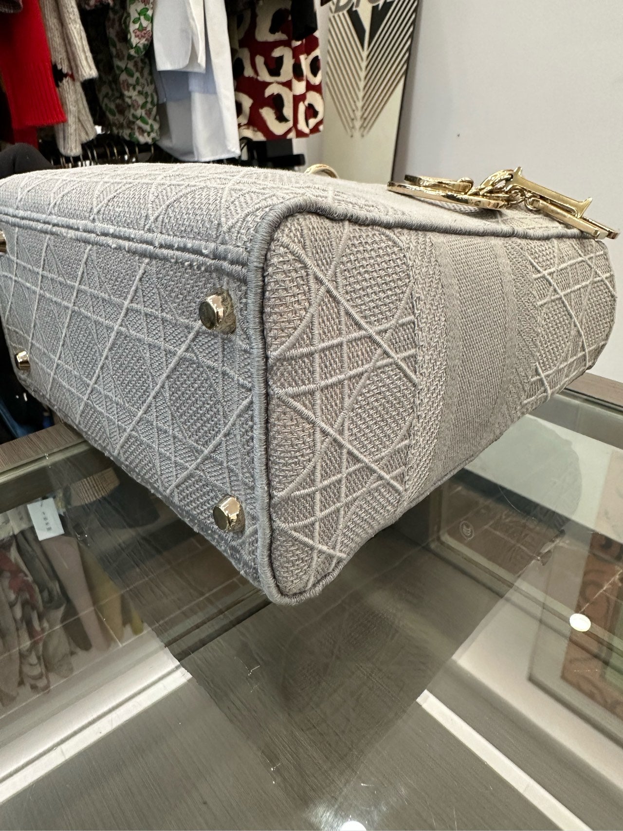 Dior - Lady Dior - Embroidered canvas - Grey - (medium)