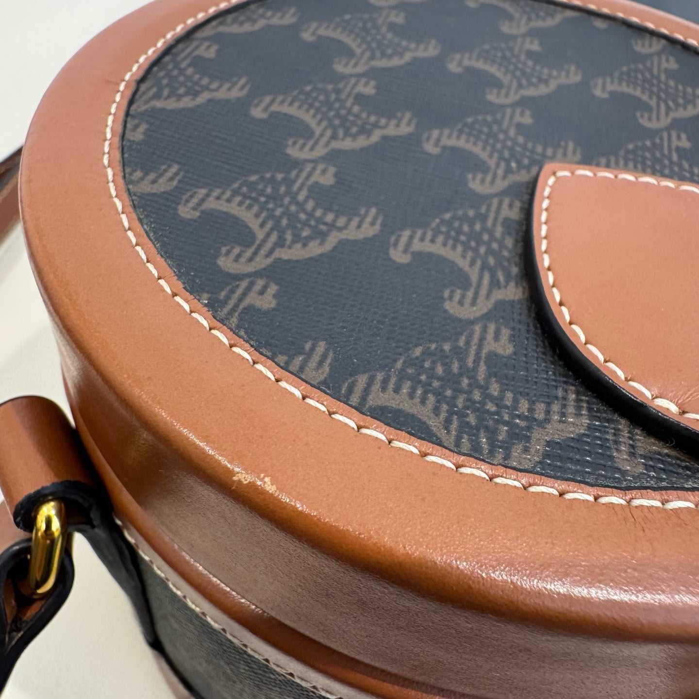 Celine - Triomphe Canvas Cylinder Bag - Triomphe Canvas and Leather - Brown - (small)