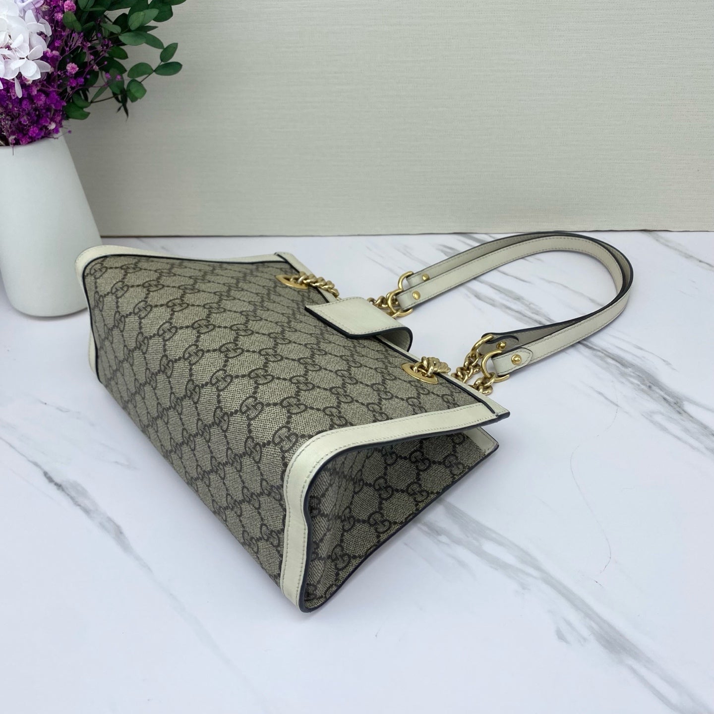 Gucci - Padlock - GG Supreme canvas with white leather trim - Beige GG Supreme with White Leather Trim - (small)