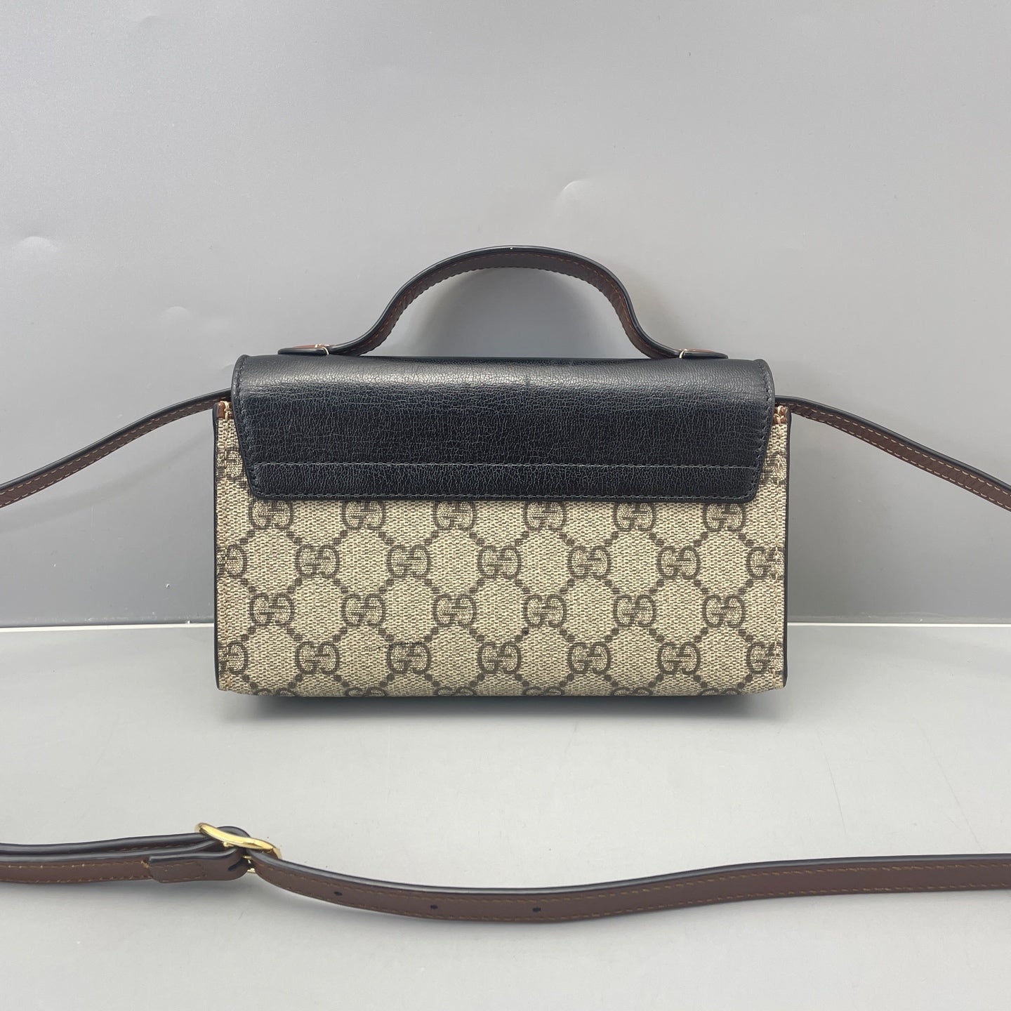 Gucci - Moonlight Box Mini Top Handle Bag - GG Supreme canvas and Leather - Beige, Black and Brown - (mini)