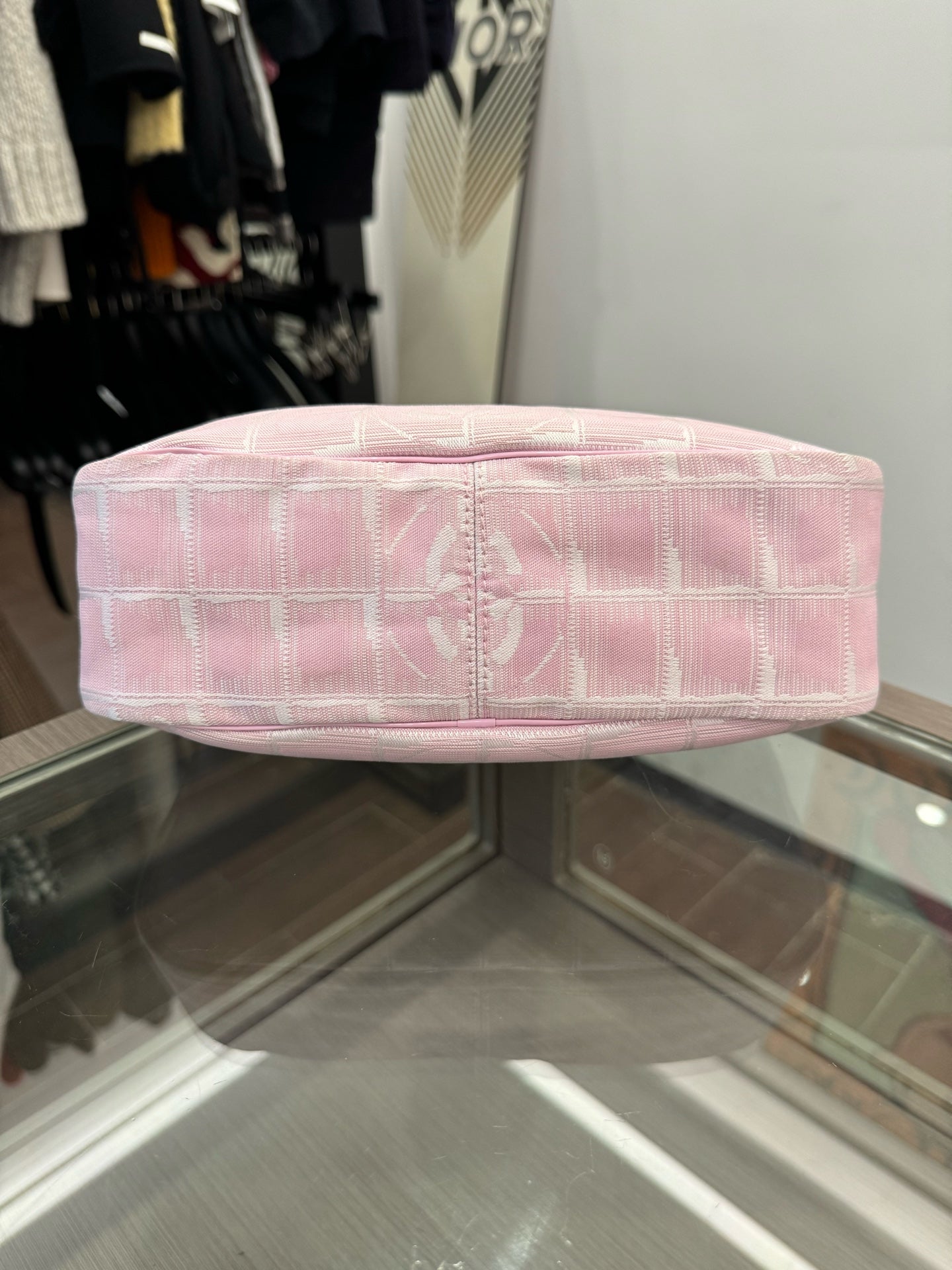 Chanel - New Travel Line Hobo Bag - Nylon jacquard with leather trim - Pink - (Small)