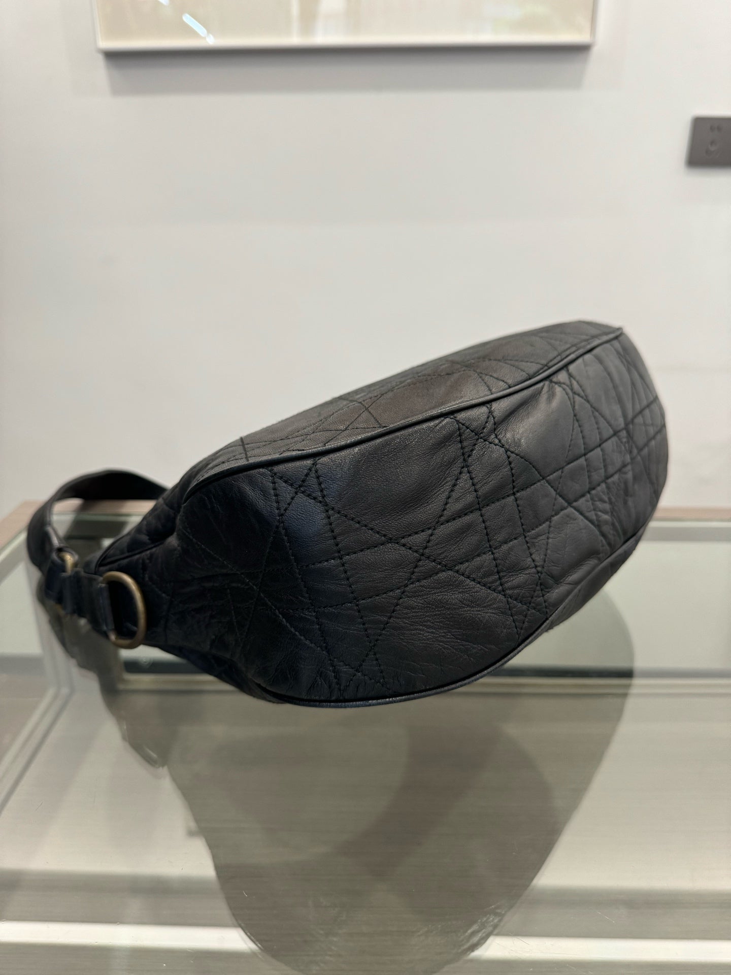 Dior - Quilted Saddle Shoulder Bag - Leather - Black - (medium)
