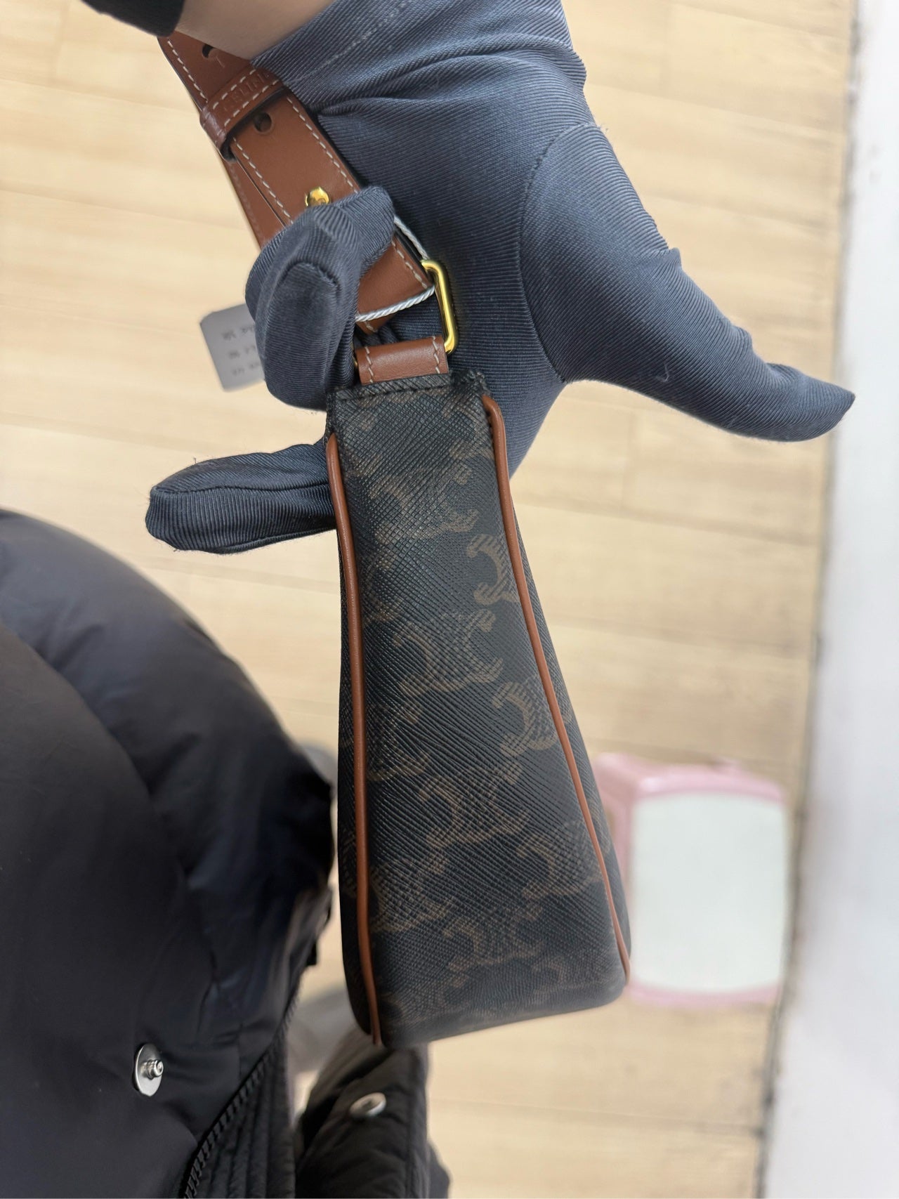 Celine - Ava Triomphe Shoulder Bag - Triomphe Canvas with Leather Trim - Brown - (Mini)