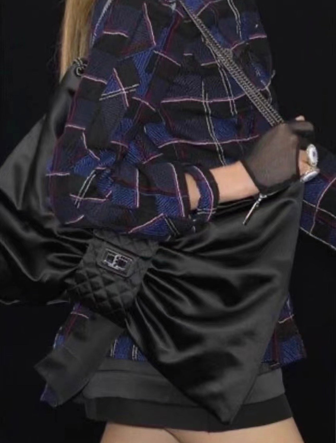 Chanel - Runway 2.55 Bow Chain Bag - Satin - Black - (Medium)