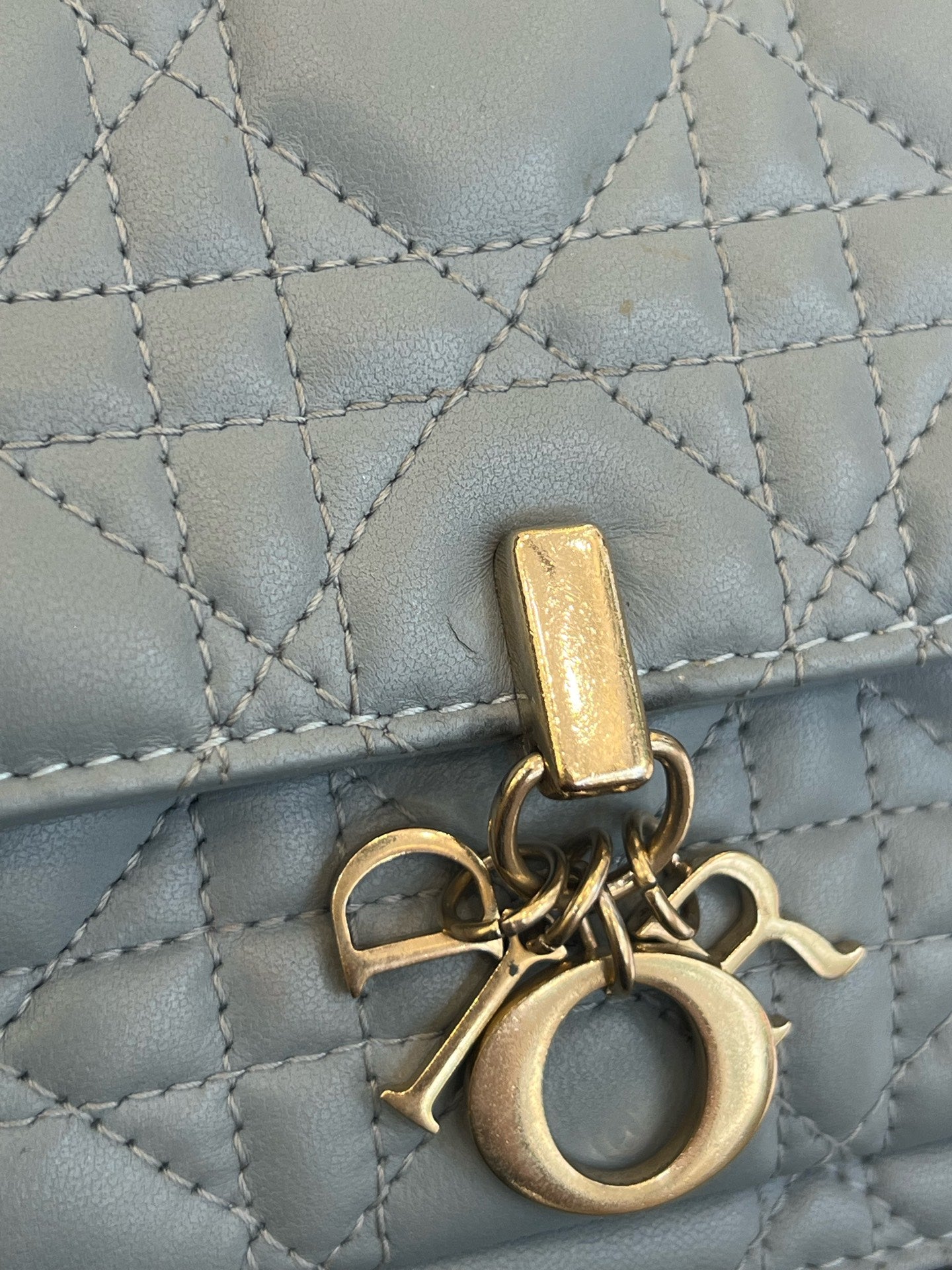 Dior - Daily Miss Lady WOC Pearl Chain Bag - Leather - Blue - (mini)