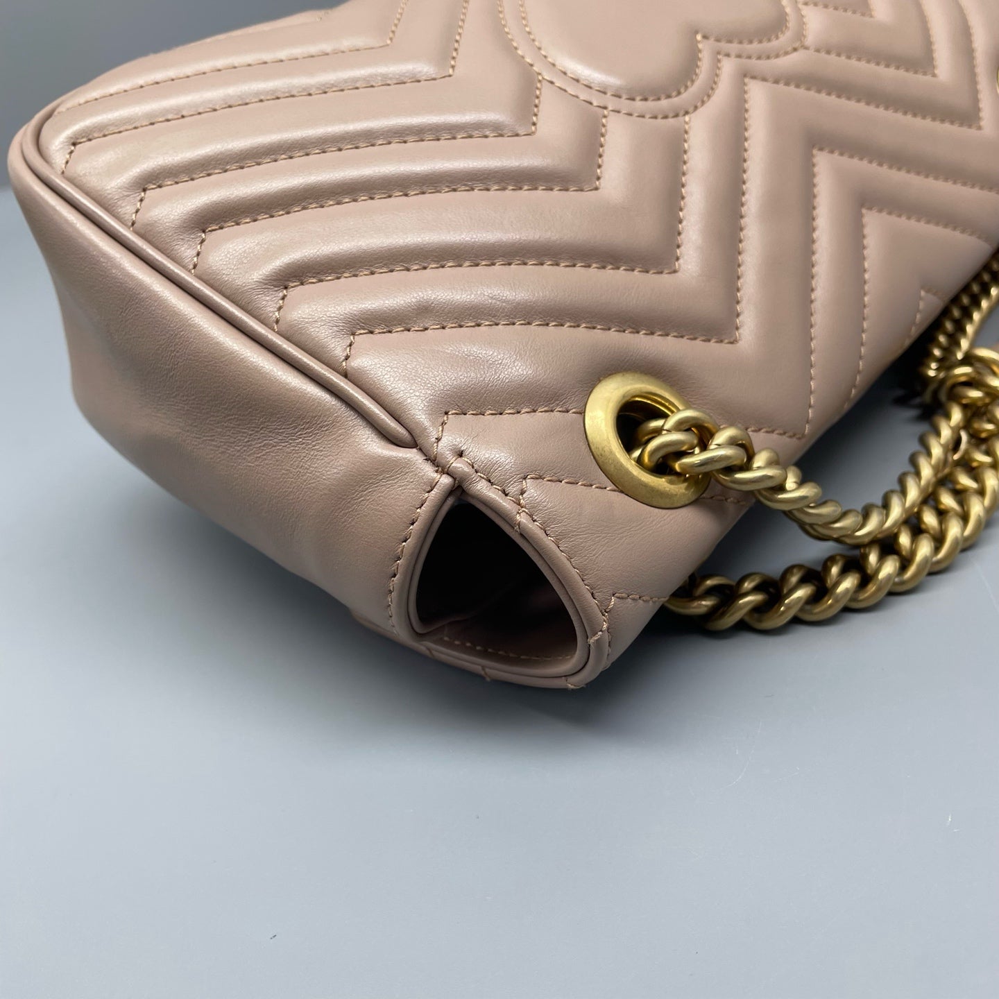Gucci - GG Marmont Matelassé Small Shoulder Bag - Leather - Beige - (small)