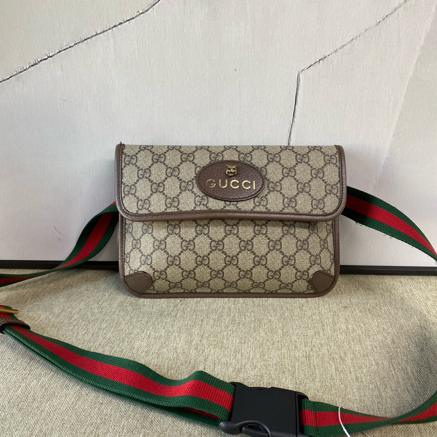 Gucci - GG Supreme Feline Head Belt Bag - Coated canvas with leather trim - Brown - (medium)