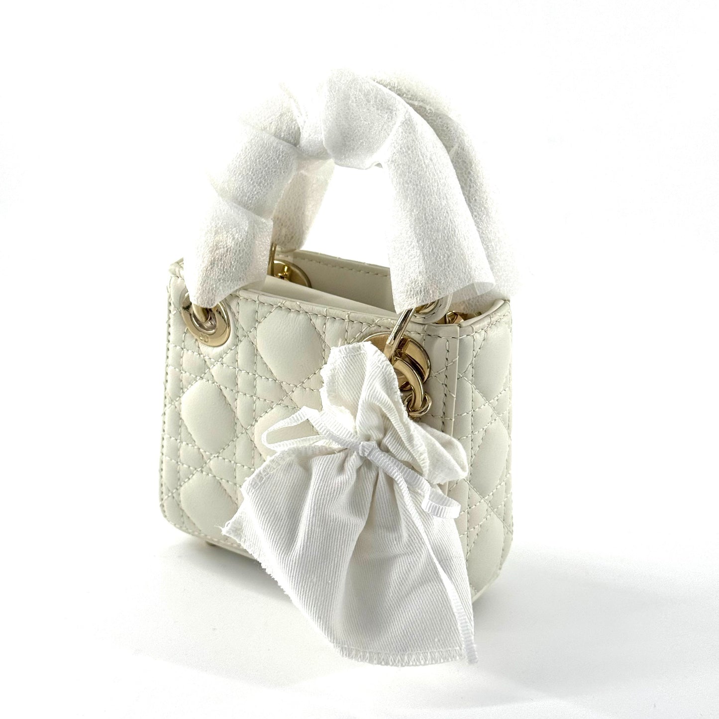 Dior - Lady Dior Micro - Leather - White with Gold-Tone Hardware - (mini)