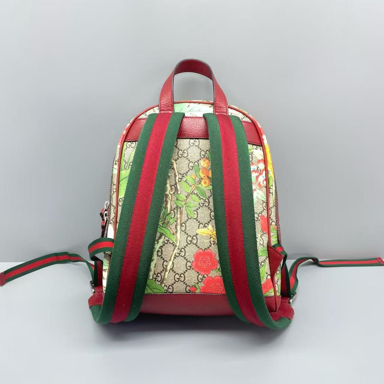 Gucci - Flora Hummingbird Backpack - GG Supreme coated canvas with leather trim - Multicolour with Red accents - (small)