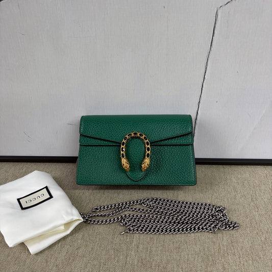 Gucci - Dionysus Mini Chain Bag - Textured leather - Emerald Green with Gold-Tone Hardware - (mini)
