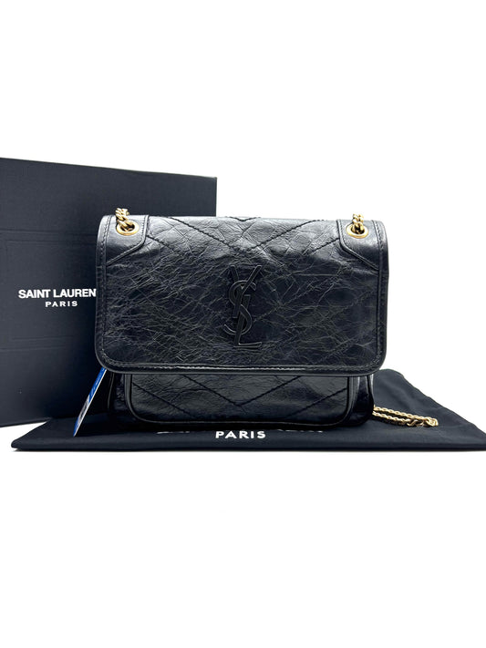 Saint Laurent - Niki - Wrinkled oil-waxed cowhide leather - Black - (mini)