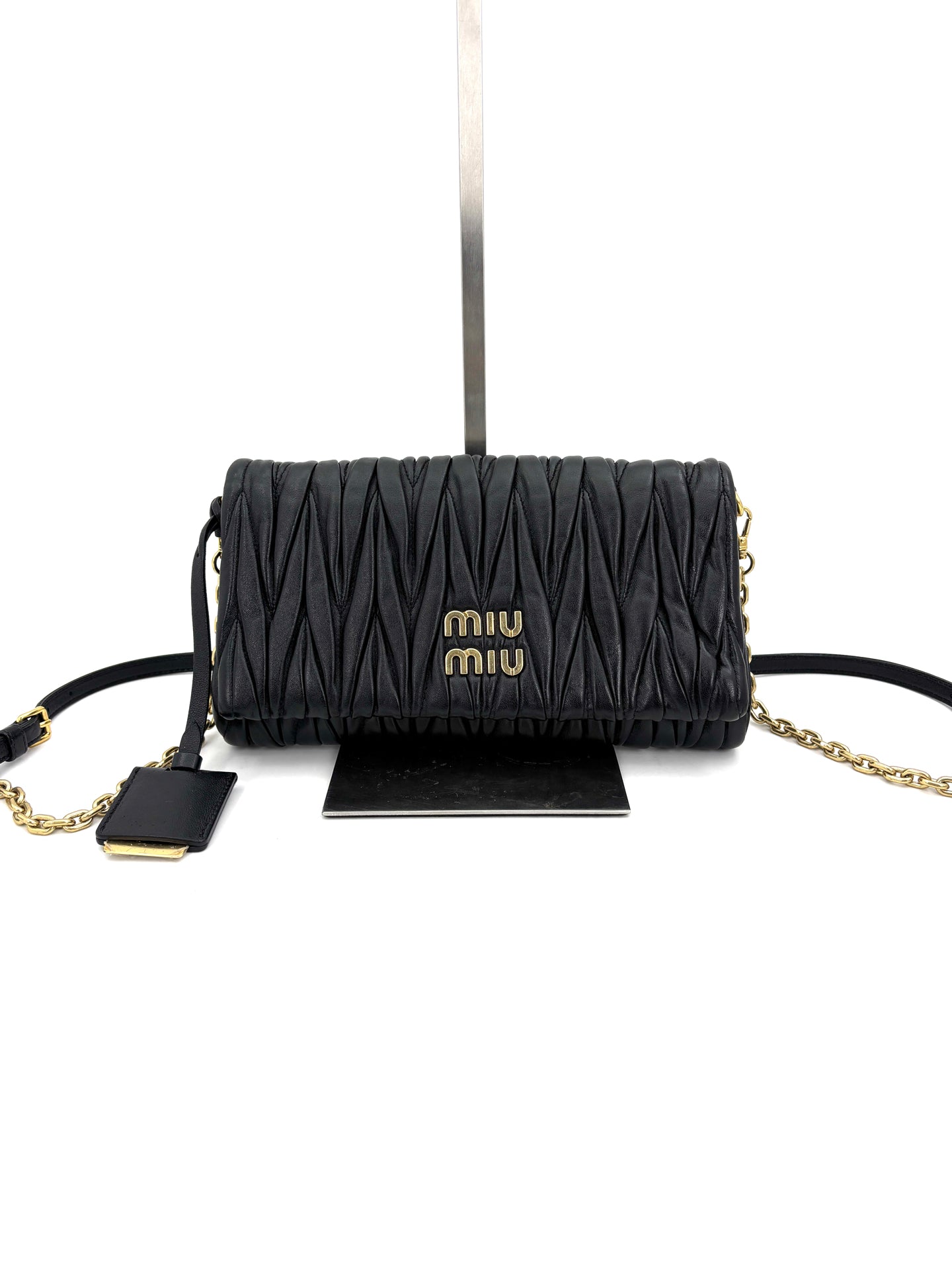 Miu Miu - Matelassé Flap Shoulder Bag - Leather - Black - (mini)
