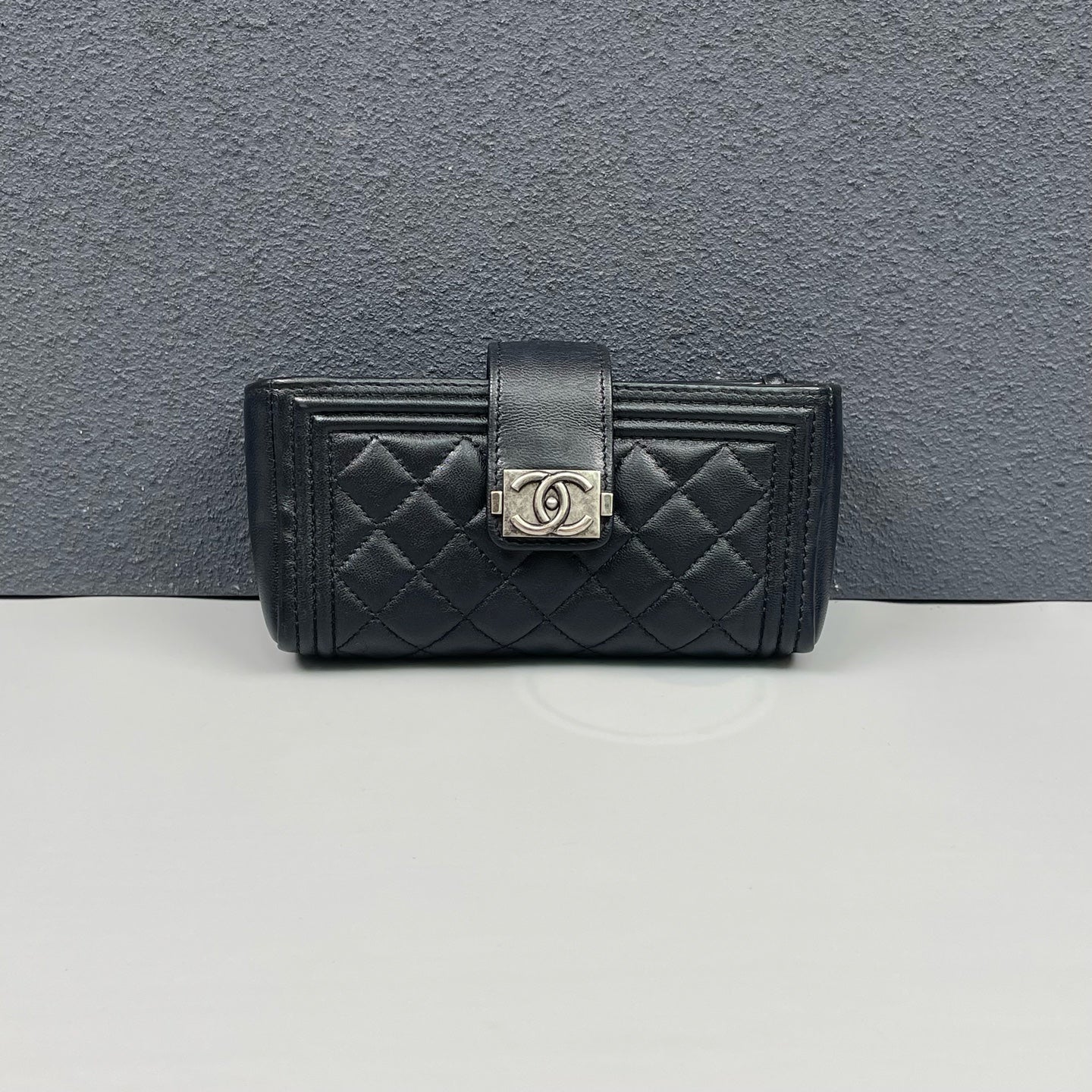 Chanel - Le Boy Three-Layer Wallet - Leather - Black - (mini)