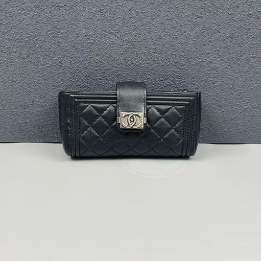 Chanel - Le Boy Three-Layer Wallet - Leather - Black - (mini)