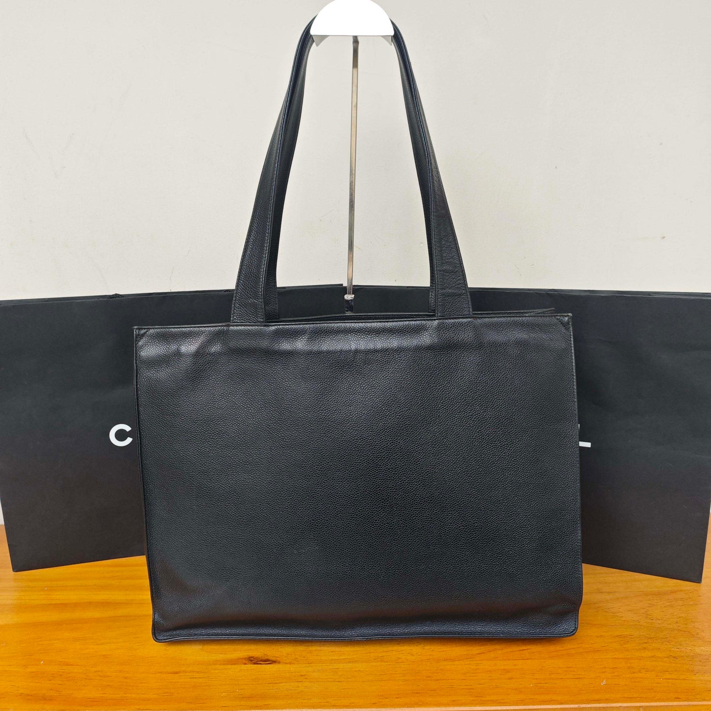Chanel - Vintage Grained Leather Tote - Leather - Black - (Large)