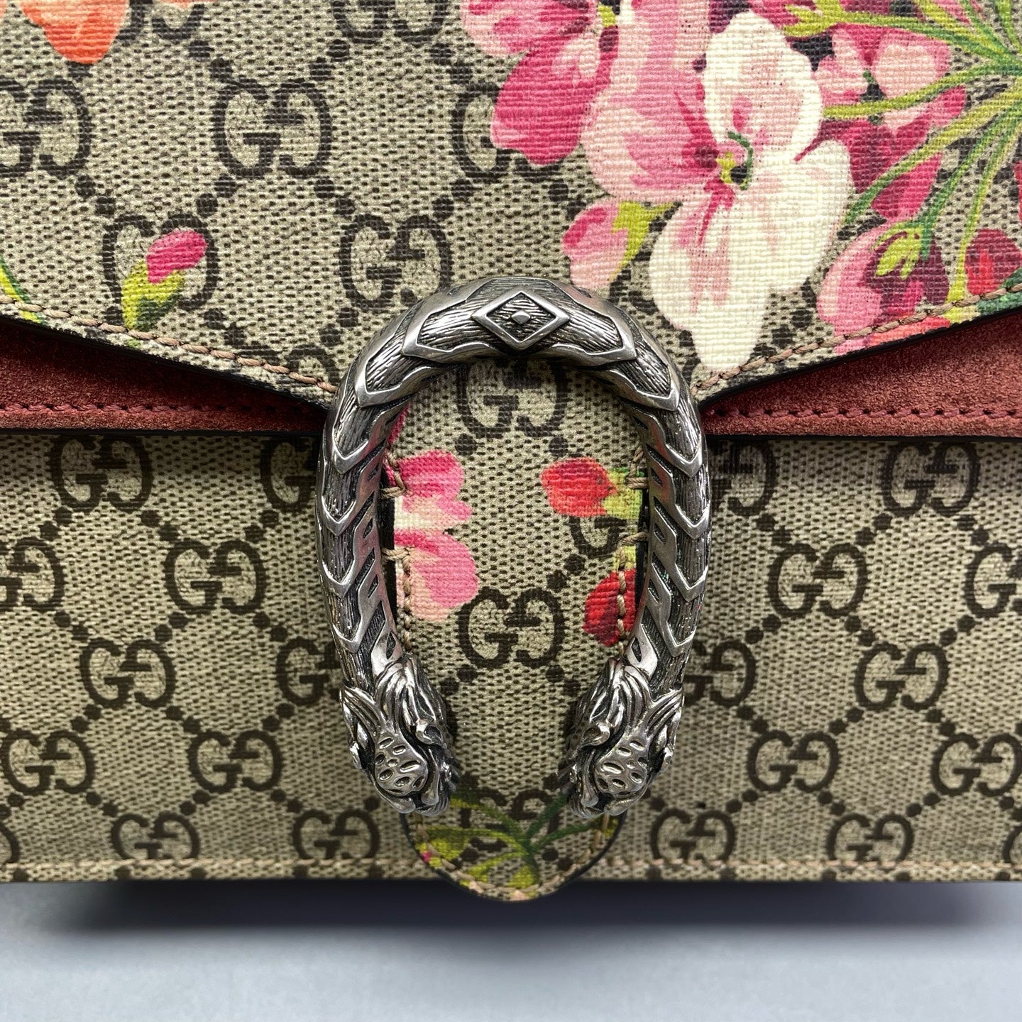 Gucci - Dionysus Floral Small Chain Bag - GG Supreme canvas, Suede, Leather trim - Multicolour, Beige, Burgundy - (small)