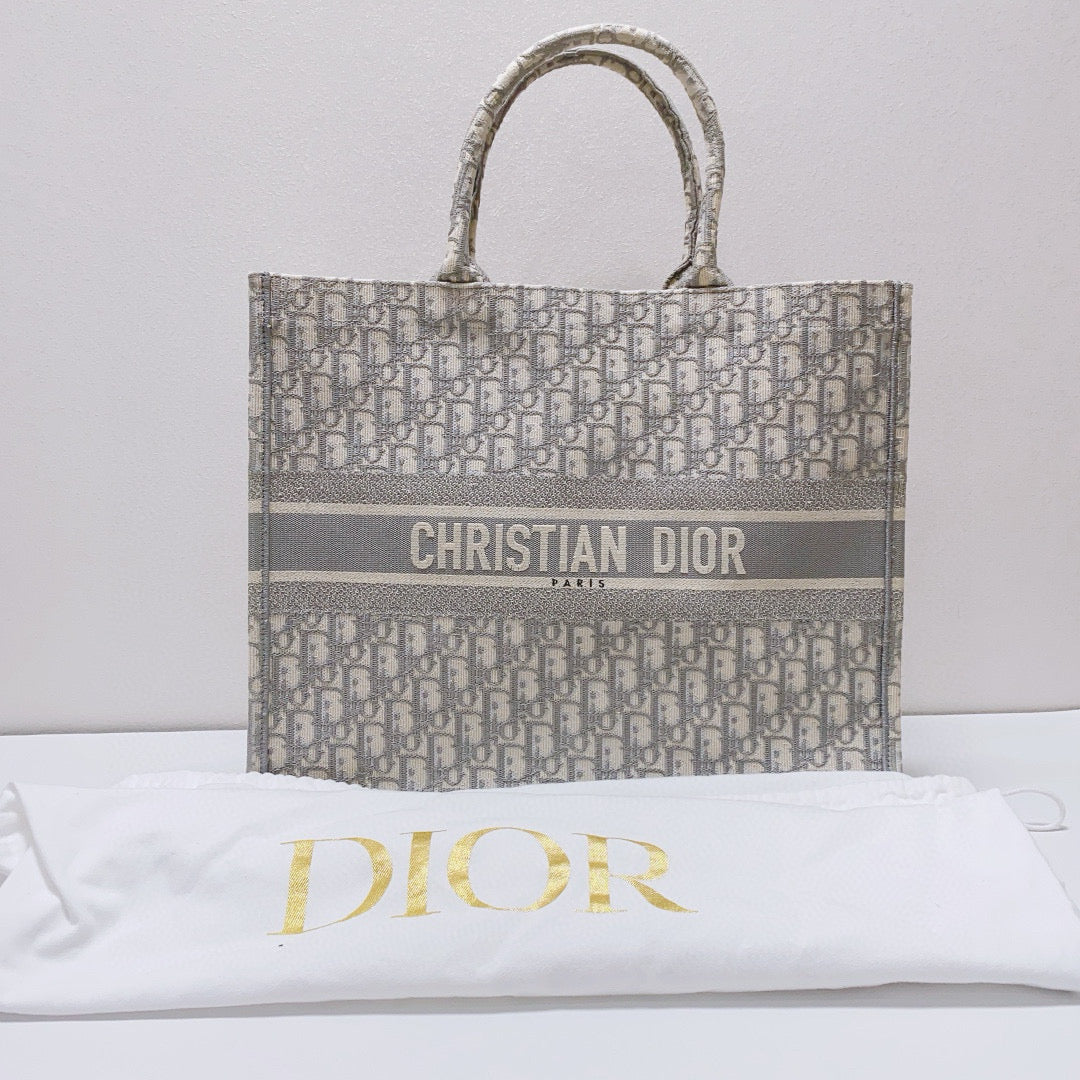 Dior - Book Tote - Jacquard canvas - Grey - (Large)