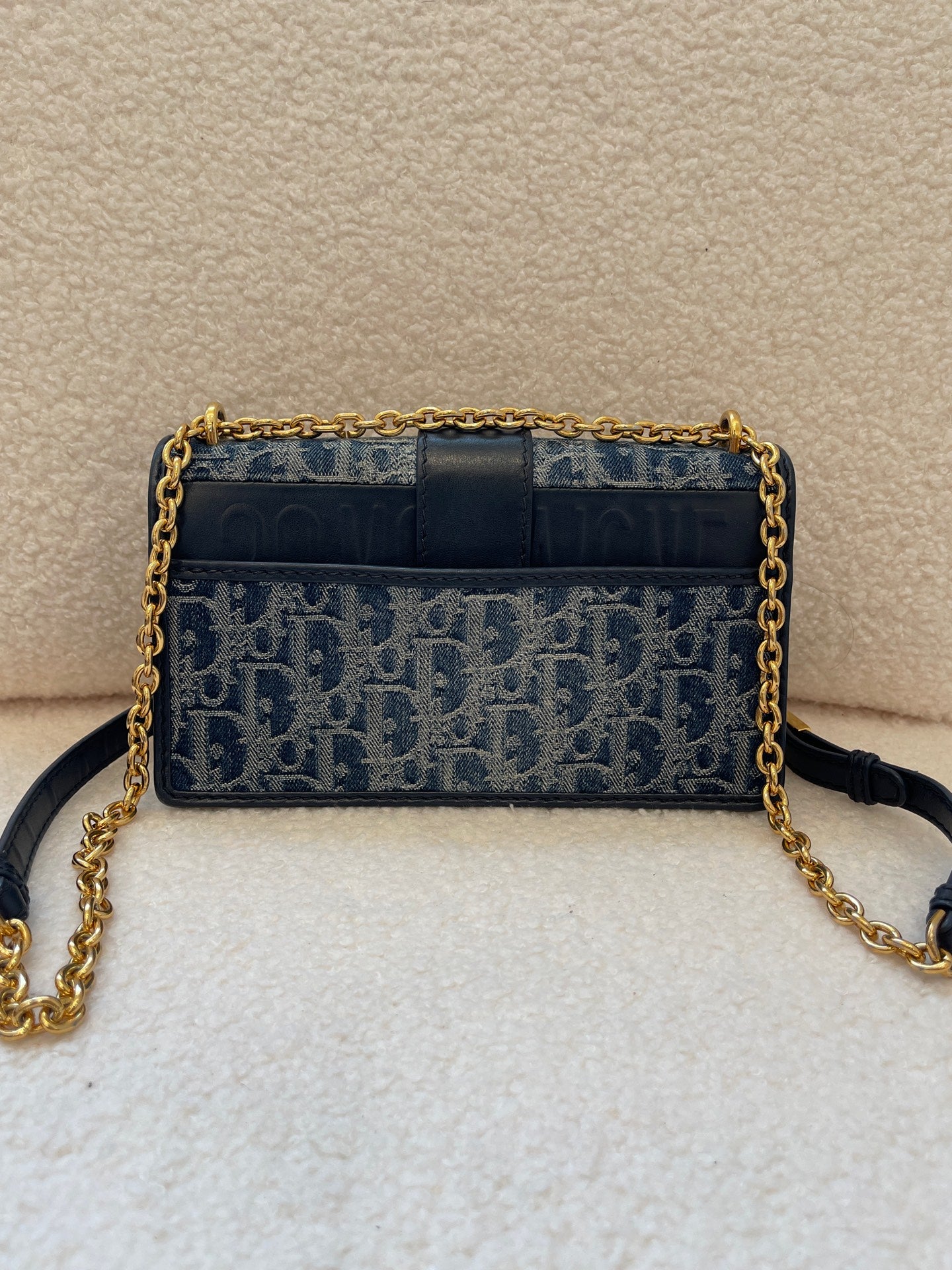 Dior - 30 Montaigne Small Denim - Denim with leather trim - Blue - (Small)