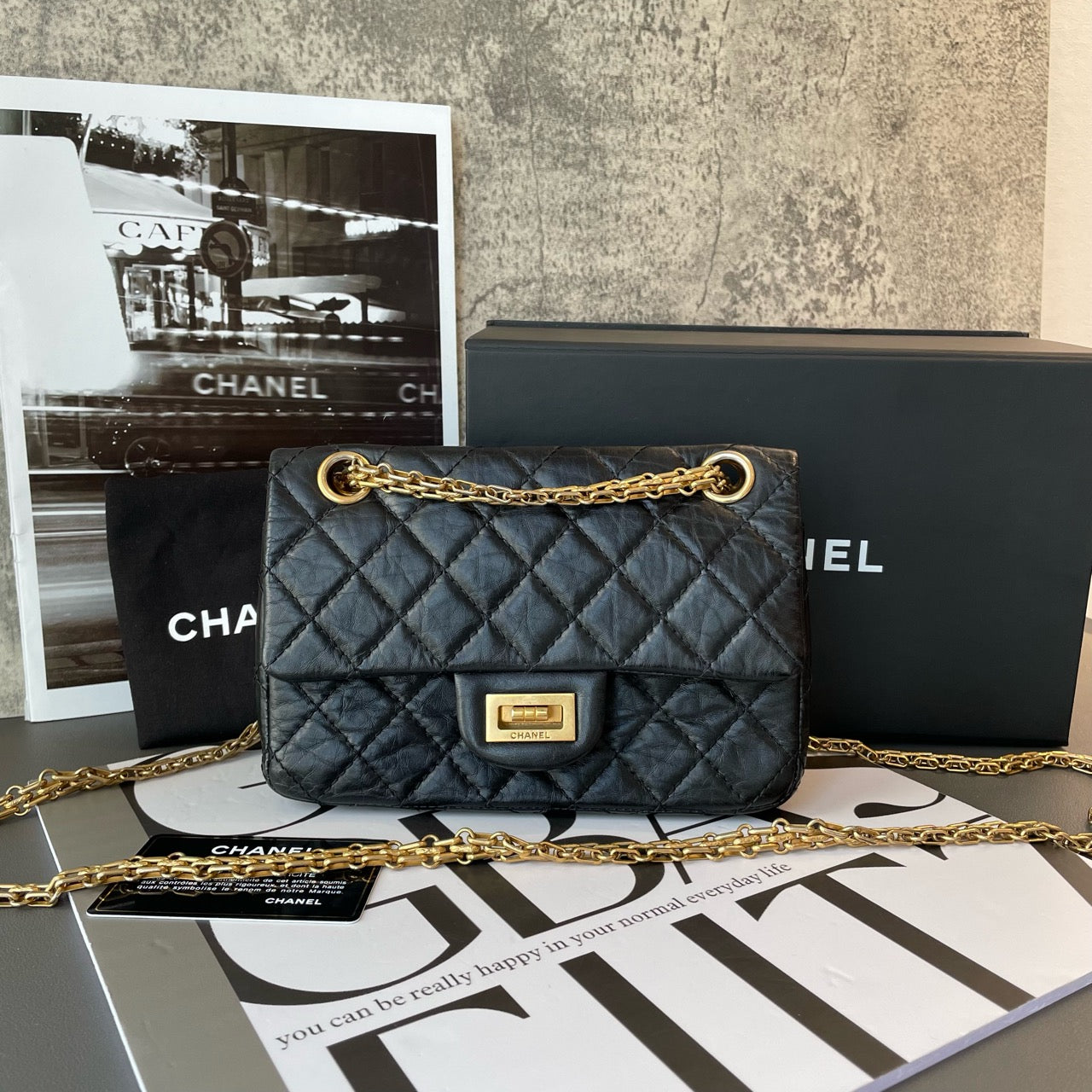 Chanel - 2.55 Reissue Mini - Aged calfskin leather - Black - (mini)