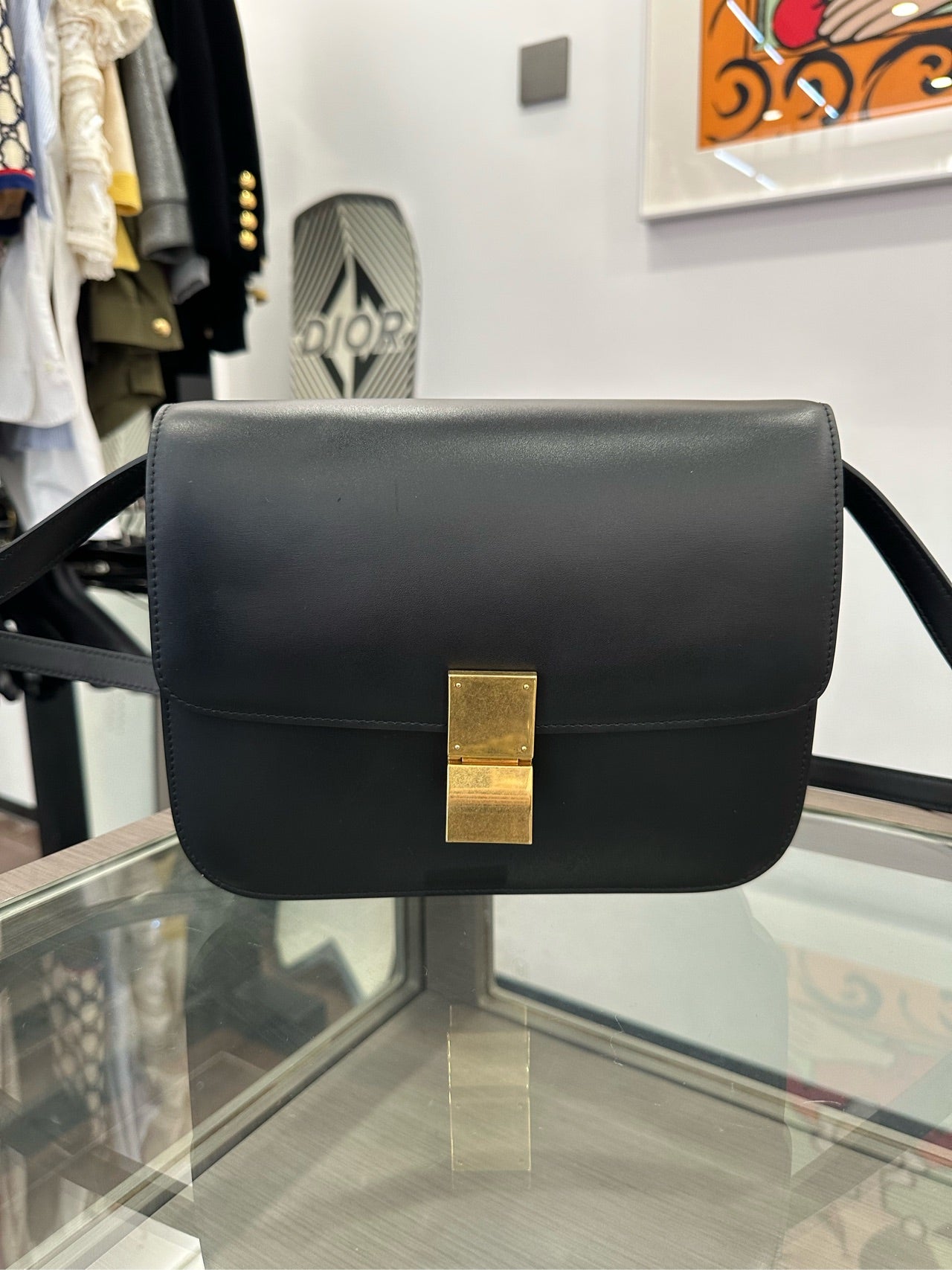 Celine - Classic Box Bag - Leather - Black - (medium)