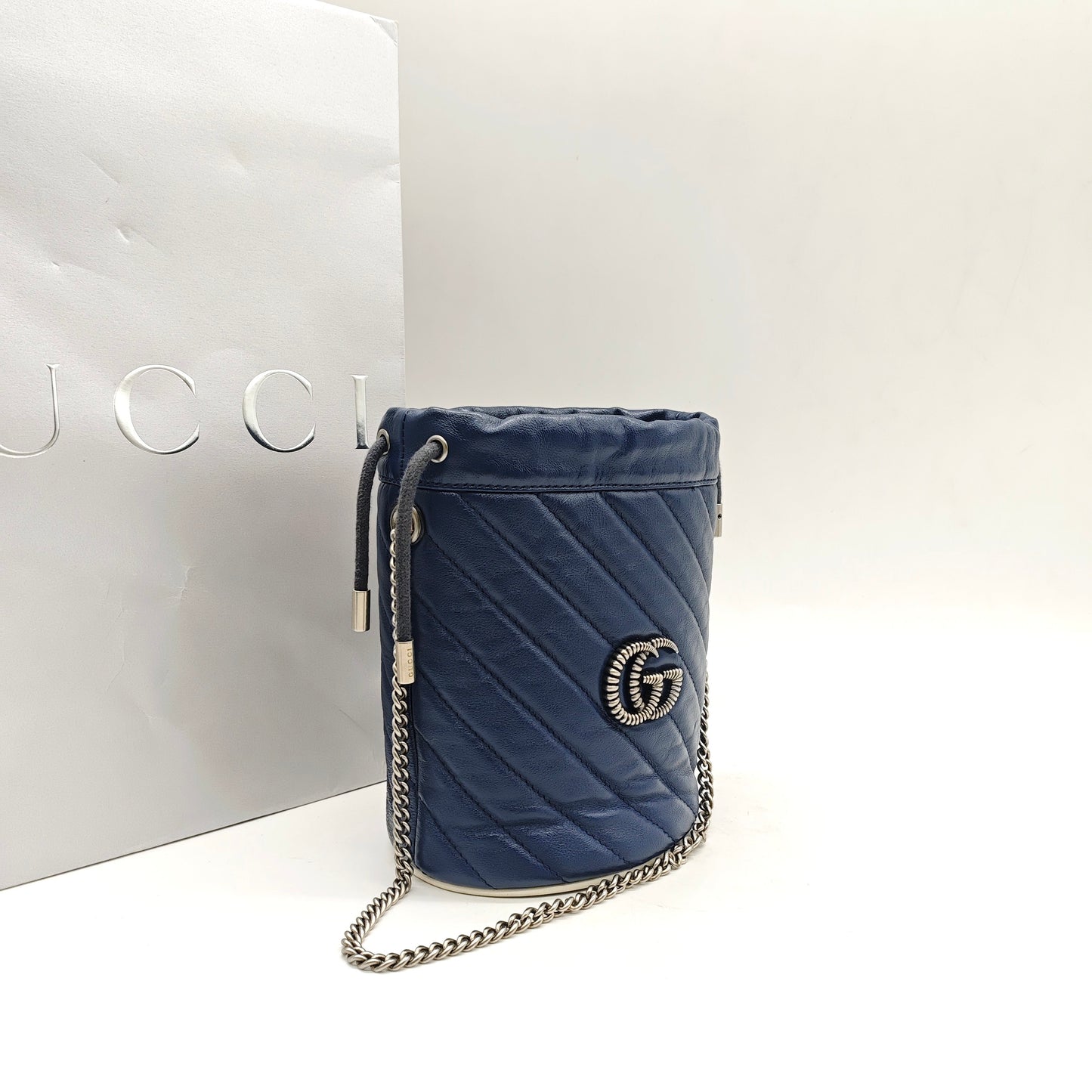 Gucci - Marmont Mini Bucket Bag - Leather - Navy - (mini)