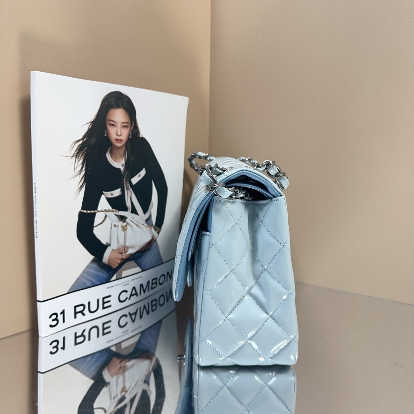 Chanel - Classic Flap Jumbo - Patent leather - Blue - (large)