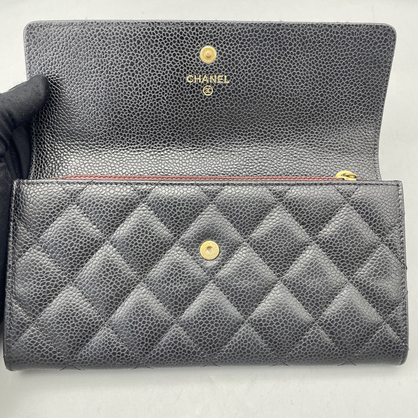 Chanel - Classic Long Flap Wallet - Grained calfskin leather - Black - (medium)