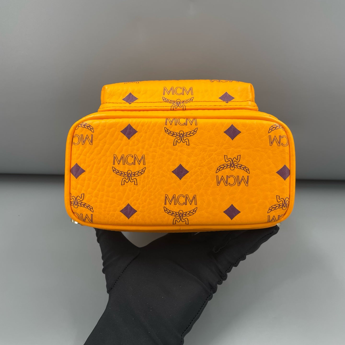 MCM - Stark Mini Backpack - Visetos coated canvas with leather trim - Orange - (mini)