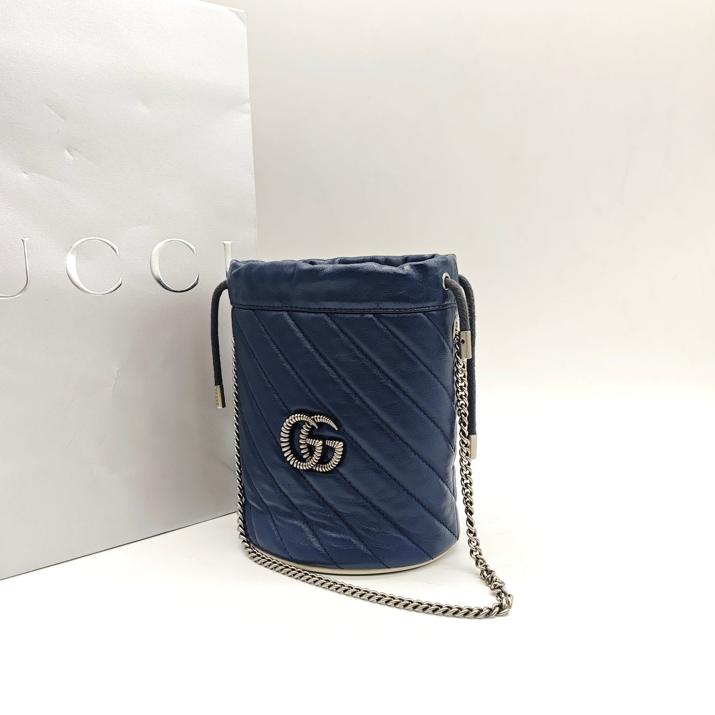 Gucci - Marmont Mini Bucket Bag - Leather - Navy - (mini)