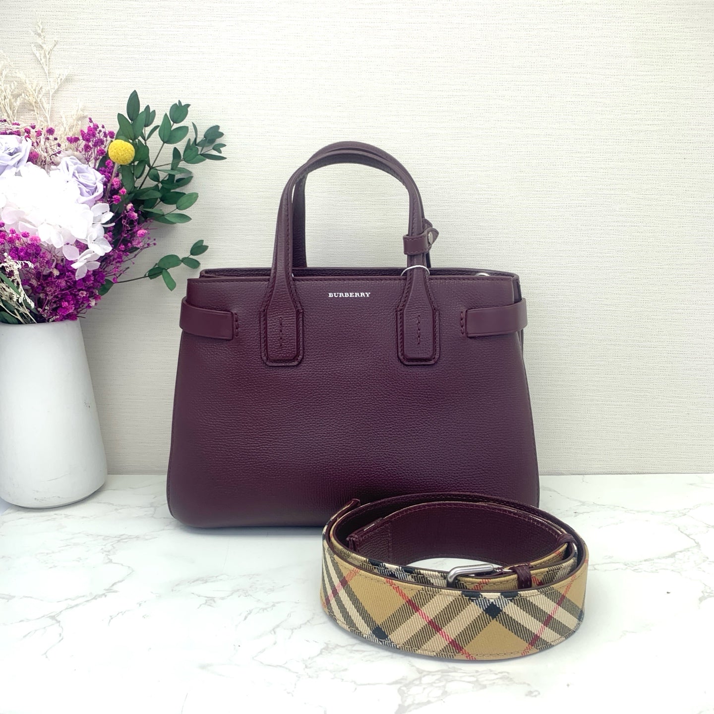 Burberry - Banner - Grained cowhide leather - Burgundy - (medium)
