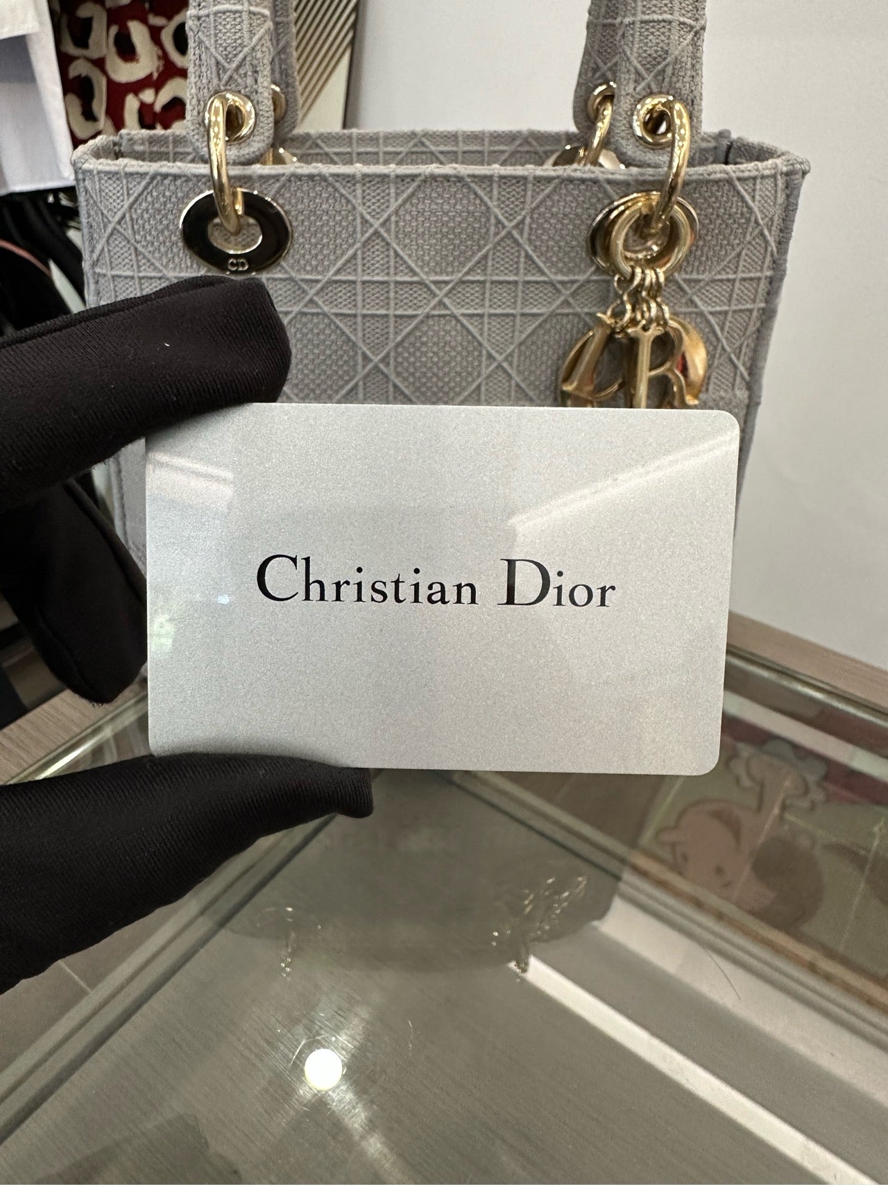Dior - Lady Dior - Embroidered canvas - Grey - (medium)